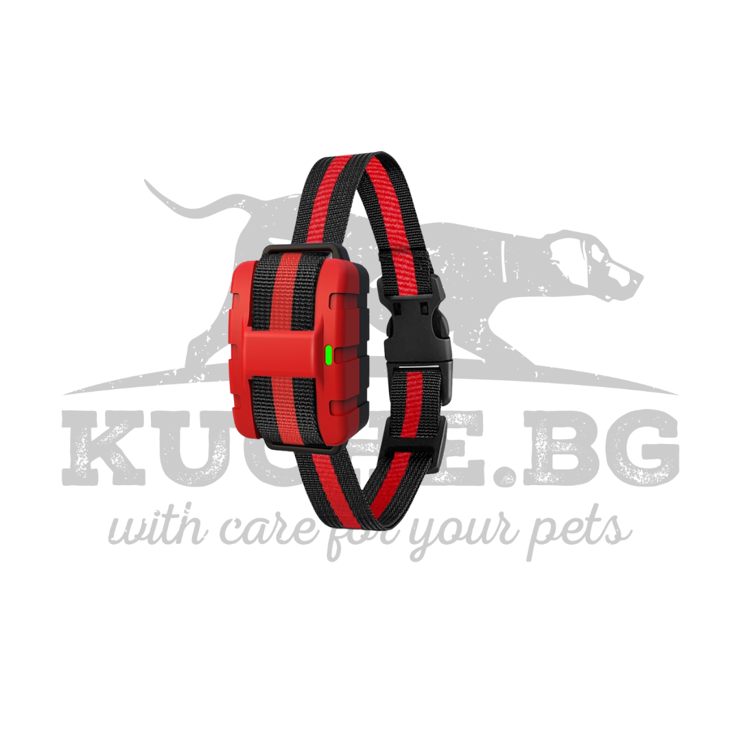 Допълнителен приемник Т150 с текстилена каишка за електрически нашийник, червен и черен.